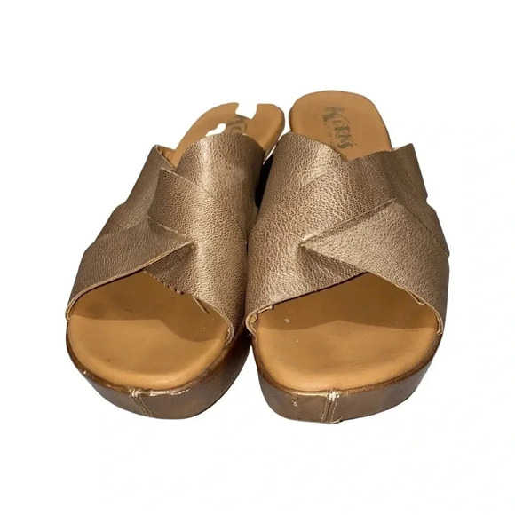 Korks by Kork-Ease Metallic Gold Platform Wedge Size 10 - Picture 3 of 7